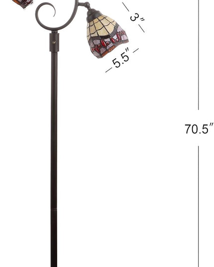 JONATHAN Y JYL8013A Walker Tiffany-Style 70.5" Multi-Light LED Floor Lamp, Tiffany, Traditional, Elegant, Office, Living Room, Family Room, Dining Room, Bedroom, Hallway, Foyer, Bronze - LeafyLoom