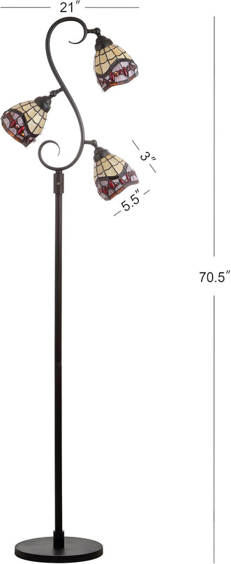 JONATHAN Y JYL8013A Walker Tiffany-Style 70.5" Multi-Light LED Floor Lamp, Tiffany, Traditional, Elegant, Office, Living Room, Family Room, Dining Room, Bedroom, Hallway, Foyer, Bronze - LeafyLoom