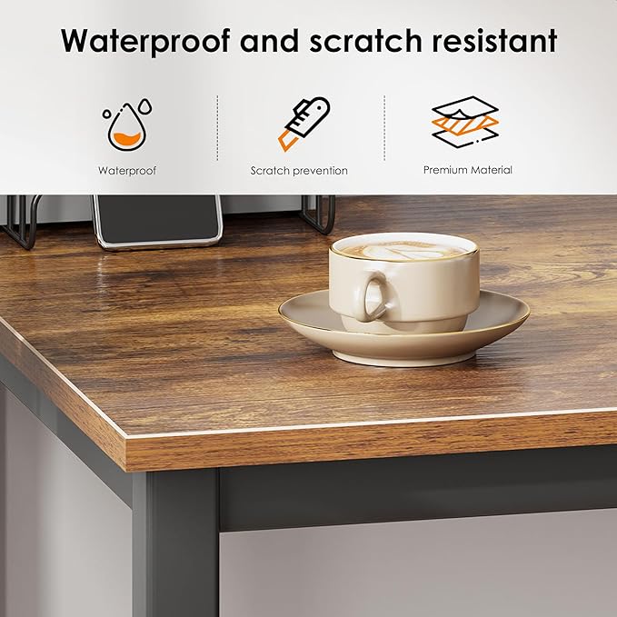 DlandHome Computer Desk Home Office Table Writing Desk Study Table Gaming Desk Worstation (63 inch, Retro) - LeafyLoom