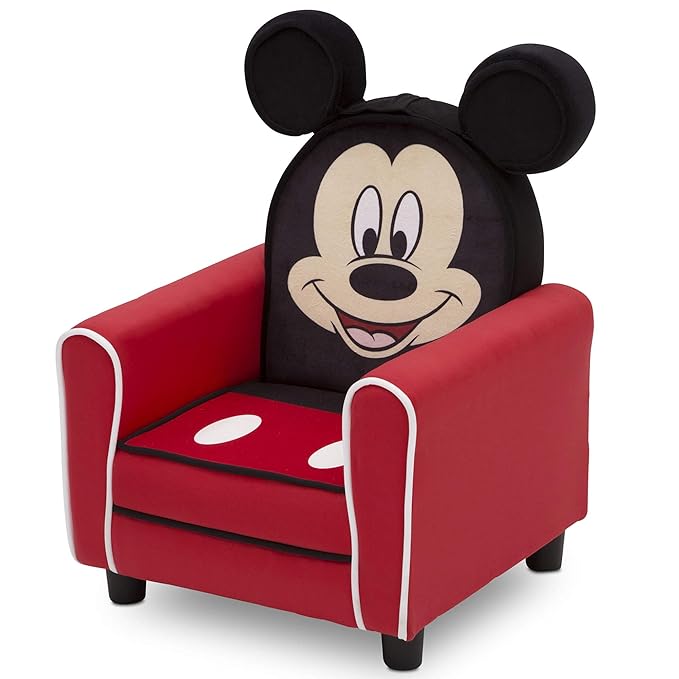 Delta Children Figural Upholstered Kids Chair, Wood ,Disney Mickey Mouse - LeafyLoom