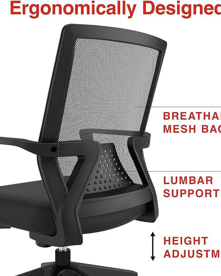 STAPLES Cartwright Office Computer Desk Chair, Ergonomic, Adjustable Tilt lock, Mesh Rolling Swivel Task Chair with Wheels, Lumbar Support, Black (ST62400) - LeafyLoom