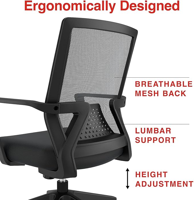 STAPLES Cartwright Office Computer Desk Chair, Ergonomic, Adjustable Tilt lock, Mesh Rolling Swivel Task Chair with Wheels, Lumbar Support, Black (ST62400) - LeafyLoom
