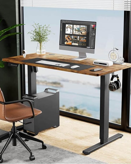 NicBex Home Office Desk 47'' x 23" Electric Height Adjustable Standing Desk Computer Desk Office Desk, Sit to Stand Ergonomic Computer Desk Adjustable Desk, Brown - LeafyLoom