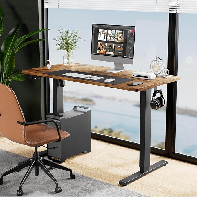 NicBex Home Office Desk 55" x 23" Electric Height Adjustable Standing Desk Computer Desk Office Desk, Sit to Stand Ergonomic Computer Desk Adjustable Desk, Brown - LeafyLoom