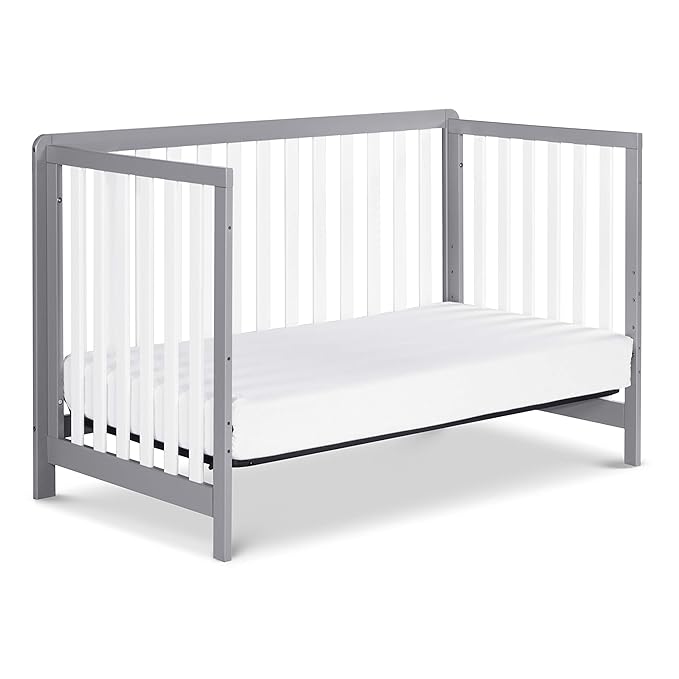 Carter's by DaVinci Colby 4-in-1 Low-Profile Convertible Crib in Grey and White, Greenguard Gold Certified - LeafyLoom