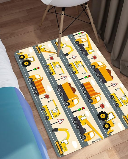 Construction Rug Car Rug Construction Rugs for Boys Room Cartoon Truck Area Rug Construction Play Mat Car Rug for Boys Room Construction Decor for Boys Room 2'×3' - LeafyLoom