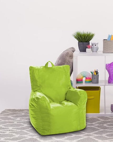 Posh Creations Structured Comfy Bean Bag Chair for Gaming, Reading, and Watching TV, Pasadena, Soft Nylon-Lime, Pasadena Chair - LeafyLoom