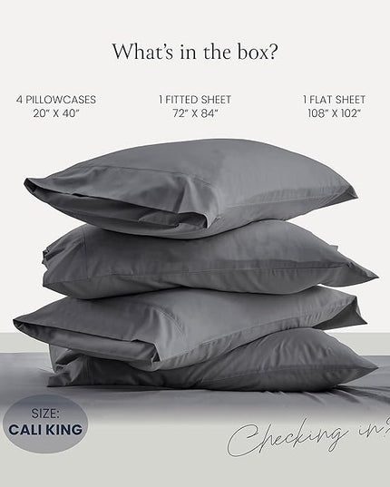 BELADOR Silky Soft Cali King Sheet Set -Luxury 6 Piece Bed Sheets for California King Size Bed, Secure-Fit Deep Pocket Sheets with Elastic, Breathable Hotel Sheets & Pillowcase Set, Wrinkle Free - LeafyLoom