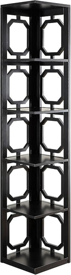 Convenience Concepts Omega 5 Tier Corner Bookcase, Black - LeafyLoom