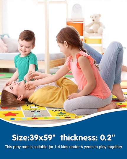 Booooom Jackson ABC Rug, 3.3 x 4.9 ft, Educational Area Rug for Kids, Non-Slip Polyester Rug with Alphabet, Shapes, Animals & Fruits, Perfect for Playroom, Nursery, Classroom - LeafyLoom