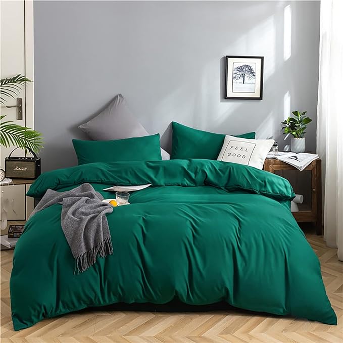 Green Comforter Set King Dark Green Bedding Set Soft Lightweight Pure Emerald Green Comforter Men Women Durable Green King Blanket Breathable Green Comforter Set Solid Green Bed Comforter - LeafyLoom