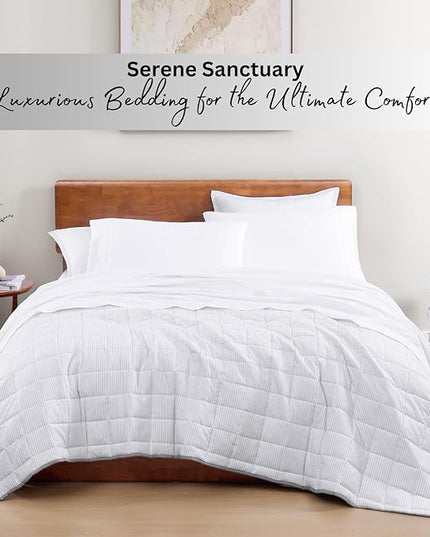 LANE LINEN 100% Organic Cotton Twin Sheets Set, 3Pc Twin Bed Sheets, Breathable Cotton Sheets Twin size Bed Set, Dorm Room Essentials with 15" Twin Deep Pocket Fitted Sheet - White Sheets - LeafyLoom