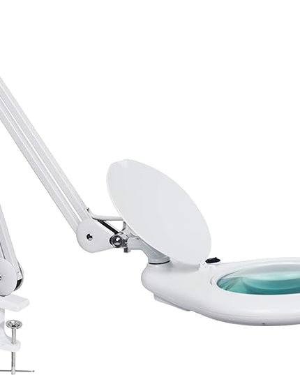 Neatfi Elite XL HD Super LED Magnifying Lamp with Clamp, Glass Lens, 6500K, Glare-Free (7 Inch Lens, White) - LeafyLoom