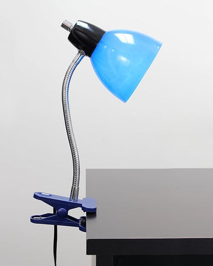 Simple Designs LD2014-BLU Adjustable Desk Clip Lamp Light, for Desks, Nightstands, Reading, Blue - LeafyLoom