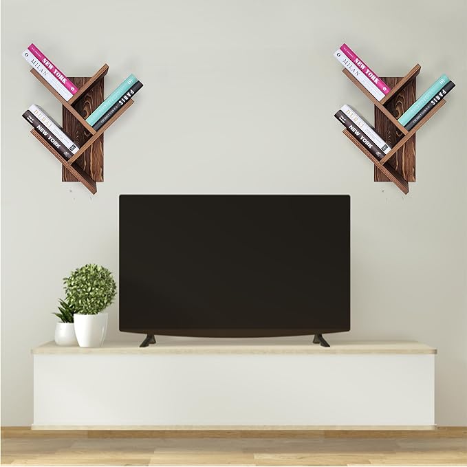 Tree Bookshelf 7-Tier | Wall Bookshelf | Book Organizer | Solid Wood Bookshelf for Kids | Floating Bookshelf Organizer - LeafyLoom