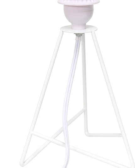Simple Designs LT2066-WOW 14" Down to the Wire Metal Table Lamp with Fabric Shade, White with White Shade (Pack of 12) - LeafyLoom