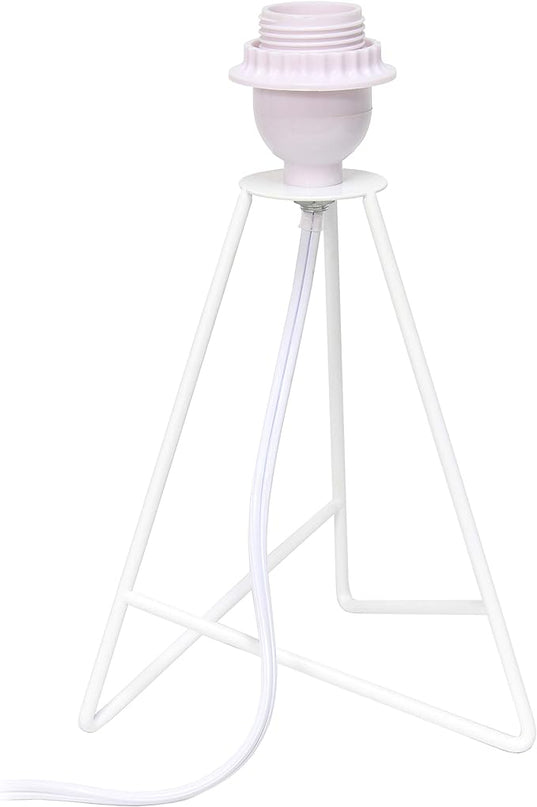 Simple Designs LT2066-WOW 14" Down to the Wire Metal Table Lamp with Fabric Shade, White with White Shade (Pack of 12) - LeafyLoom