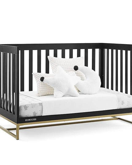 Delta Children Jade 4-in-1 Convertible Crib - Greenguard Gold Certified, Ebony/Bronze - LeafyLoom