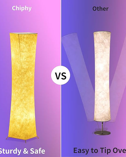 chiphy Floor lamp, RGB Standing Lamps for Bedroom, 7 Colors Changing and Dimmable LED Bulbs, Remote Control and White Fabric Shade, Modern Light for Living Room and Play Room - LeafyLoom