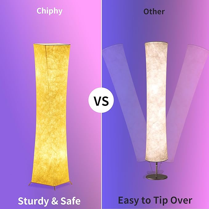 chiphy Floor lamp, RGB Standing Lamps for Bedroom, 7 Colors Changing and Dimmable LED Bulbs, Remote Control and White Fabric Shade, Modern Light for Living Room and Play Room - LeafyLoom