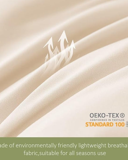 WhatsBedding Queen Comforter Set, Beige Lightweight 3 Pieces Bedding Set for All Season Soft Down Alternative Bed Set with 2 Pillowcases, Queen Size, 88"x90" - LeafyLoom