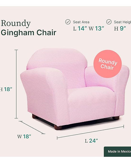 KEET Roundy Kid's Chair, Gingham Chair Only, Pink - LeafyLoom