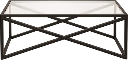 Calix 46'' Wide Rectangular Coffee Table in Blackened Bronze - LeafyLoom