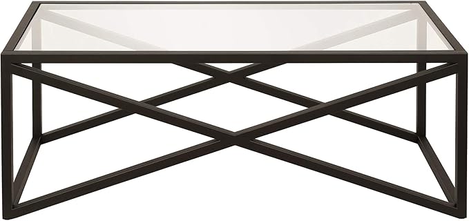 Calix 46'' Wide Rectangular Coffee Table in Blackened Bronze - LeafyLoom