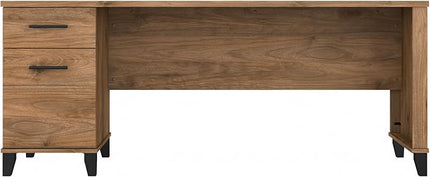 Bush Furniture Somerset Computer Drawers | Office Home Workspace | Large Desk, 72W, Fresh Walnut - LeafyLoom