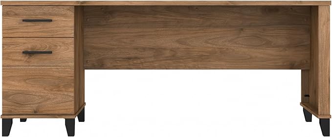 Bush Furniture Somerset Computer Drawers | Office Home Workspace | Large Desk, 72W, Fresh Walnut - LeafyLoom