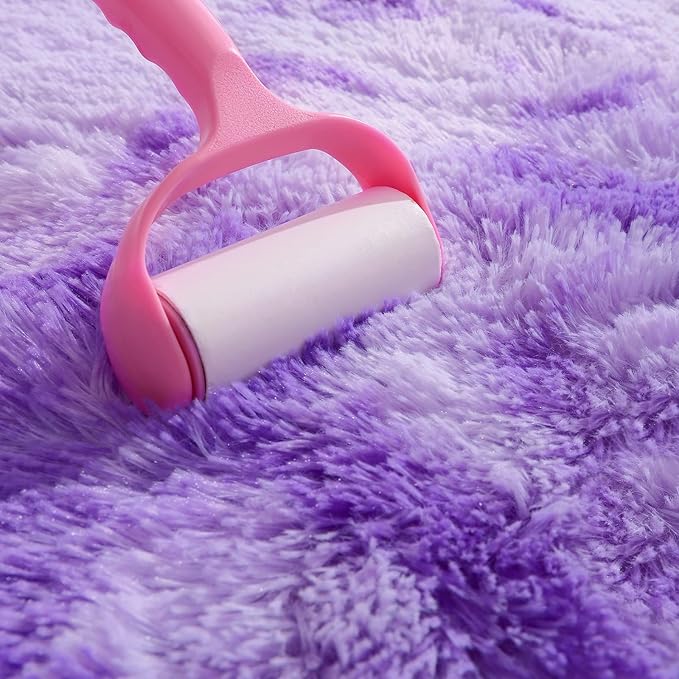 AROGAN Soft Rainbow Area Rugs for Girls Room 2x6 Feet, Fluffy Girls Bedroom Rugs, Princess Rug, Cute Colorful Carpet for Kids Teens Nursery Toddler （Purple） - LeafyLoom