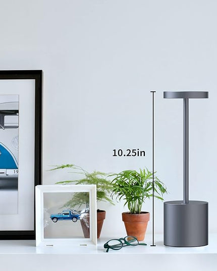 2 Pack Cordless LED Table Lamp, 5000 mAh Rechargeable Battery 3 Lighting Modes Dimmable Light Portable Desk Lamps, for Restaurant, Terrace (Grey) - LeafyLoom