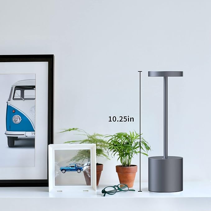 2 Pack Cordless LED Table Lamp, 5000 mAh Rechargeable Battery 3 Lighting Modes Dimmable Light Portable Desk Lamps, for Restaurant, Terrace (Grey) - LeafyLoom