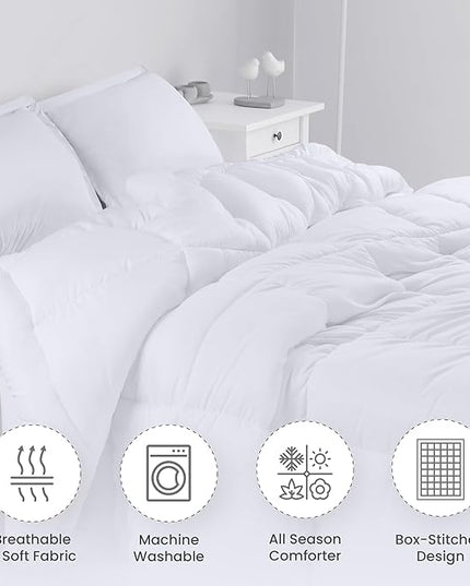 Utopia Bedding King Size Comforter Set with 2 Pillow Shams, Bedding Comforter Sets, Down Alternative White Comforter, Soft and Comfortable, Machine Washable - LeafyLoom