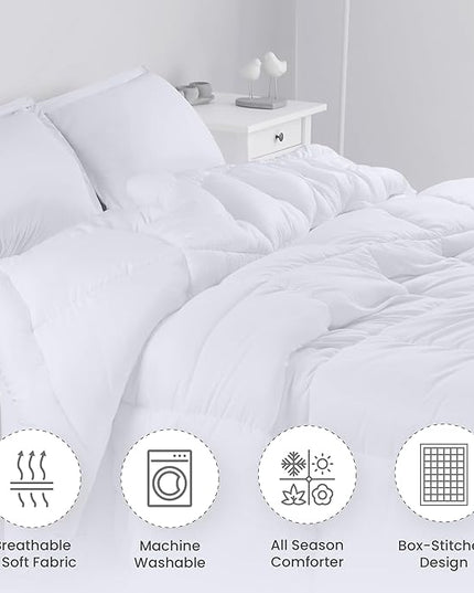 Utopia Bedding Queen Size Comforter Set with 2 Pillow Shams, Bedding Comforter Sets, Down Alternative White Comforter, Soft and Comfortable, Machine Washable - LeafyLoom