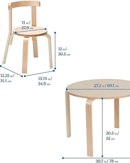 ECR4Kids ECRKids Seating, 5-Piece Table and Chairs Set, Natural - LeafyLoom