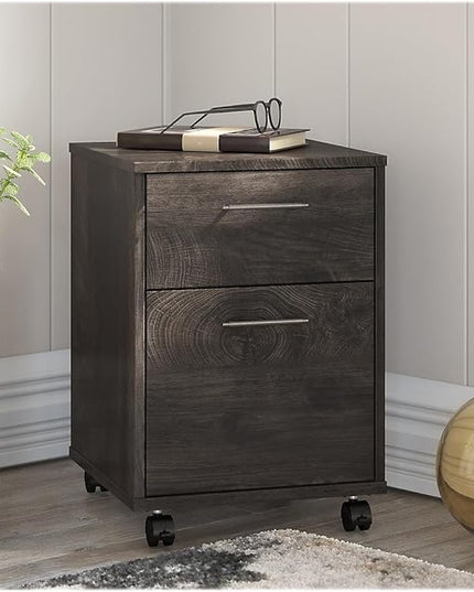 Bush Furniture Key West 2-Drawer Mobile File Cabinet, Letter/Legal, Dark Gray Hickory, 16-Inch (KWF116GH-03) - LeafyLoom