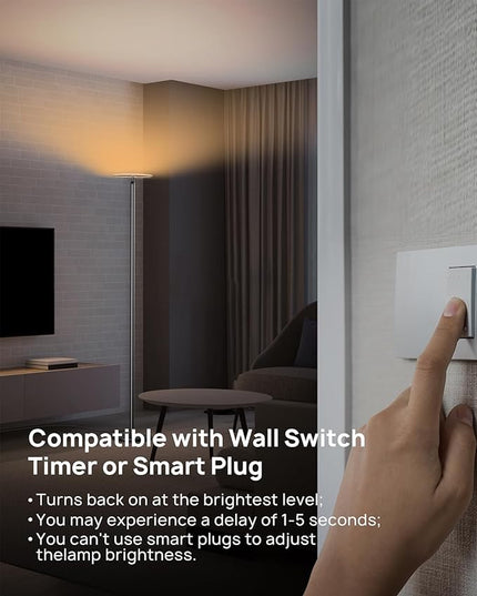 TROND Floor Lamp, 5000LM Super Bright Sky LED Modern Torchiere Standing Lamp, 3000K Warm White Light, 5-Level Dimmable, Modular 71 in Tall Pole Light, 30-Minute Timer for Living Room, Bed Room - LeafyLoom