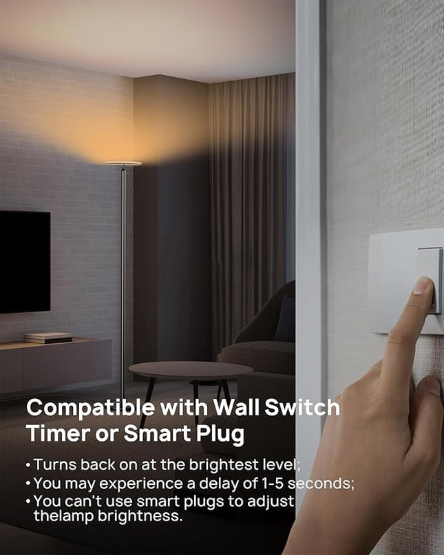 TROND Floor Lamp, 5000LM Super Bright Sky LED Modern Torchiere Standing Lamp, 3000K Warm White Light, 5-Level Dimmable, Modular 71 in Tall Pole Light, 30-Minute Timer for Living Room, Bed Room - LeafyLoom