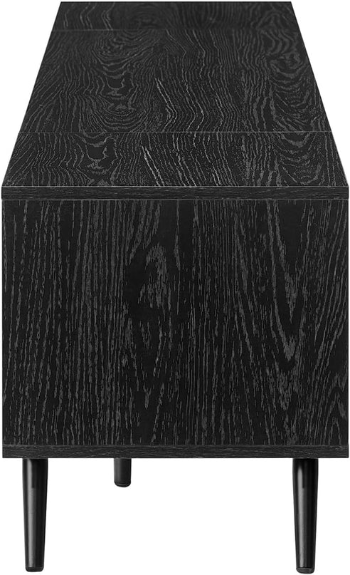 Walker Edison Nora Modern Minimal Open-Shelf Stand for TVs up to 90 Inches, 80 Inch, Black - LeafyLoom
