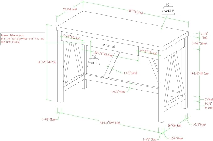 Walker Edison Rustic Farmhouse Wood Computer Writing Desk Home Office Workstation Small, 46 Inch, Grey - LeafyLoom