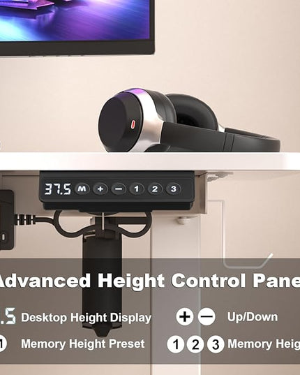 Electric Standing Desk Height Adjustable - 40 x 24 Inches Sit Stand up Desk & Memory Preset Ergonomic Rising Desks for Work, Home Office Workstation Gaming Rising Desk Study Table - LeafyLoom