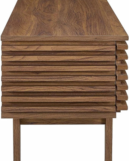 Modway Render 46" Mid-Century Modern Low Profile TV Stand in Walnut, 46 Inch - LeafyLoom
