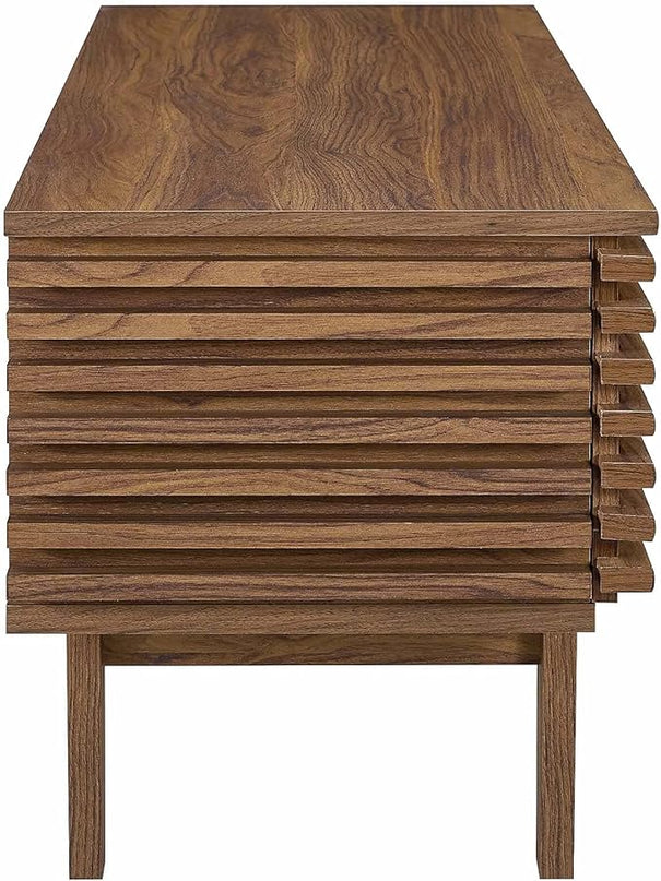 Modway Render 46" Mid-Century Modern Low Profile TV Stand in Walnut, 46 Inch - LeafyLoom