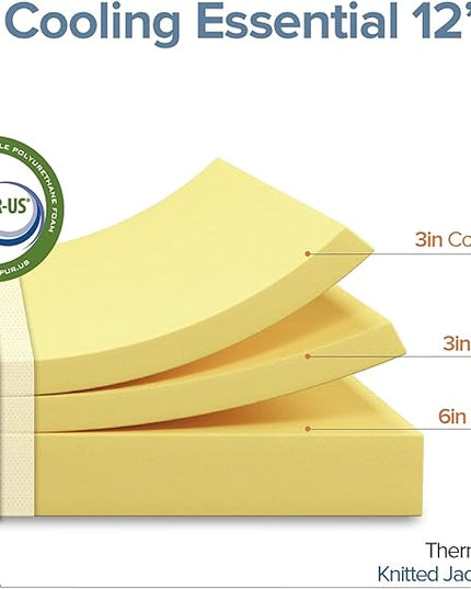 Zinus Cooling Essential Foam Bed Mattress Conventional, Queen, White - LeafyLoom
