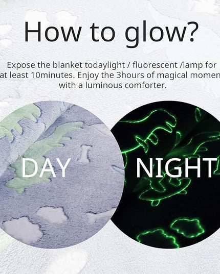 HOMBYS Glow in The Dark Comforter Set 5 Piece Twin/Twin XL with Sheets, Blue Dinosaur Velvet Bedding Comforter Sets for Twin Bed, Ultra Soft Down Alternative Comforter for Boys Kids, Bed in a Bag - LeafyLoom