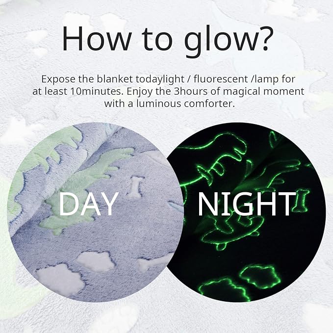 HOMBYS Glow in The Dark Comforter Set 5 Piece Twin/Twin XL with Sheets, Blue Dinosaur Velvet Bedding Comforter Sets for Twin Bed, Ultra Soft Down Alternative Comforter for Boys Kids, Bed in a Bag - LeafyLoom