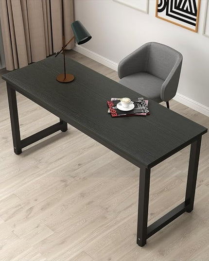 Tribesigns Modern Computer Desk, 63 inch Large Office Desk Computer Table Study Writing Desk Workstation for Home Office, Black Metal Frame - LeafyLoom