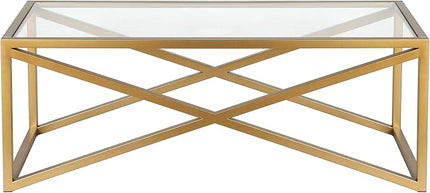 Calix 46'' Wide Rectangular Coffee Table in Brass - LeafyLoom