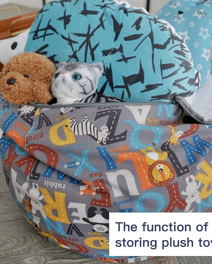 YuppieLife Kids Animal Storage Bean Bag Cover (No Filling) Extra Large stuff'n Sit|Toy Organizer|Carrying Handle|Available for Kids and Teenager|Cuddle Chair（27“,Letter） - LeafyLoom